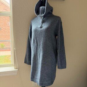 NWT All in Favor Sweater Dress gray-blue, high collar with zipper, size XS